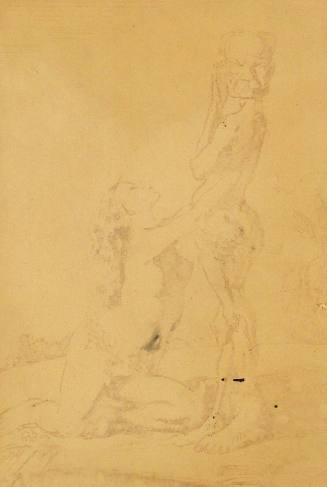 Caricature (a) [Erin as a nude figure kneeling before Lord MacDonnell]